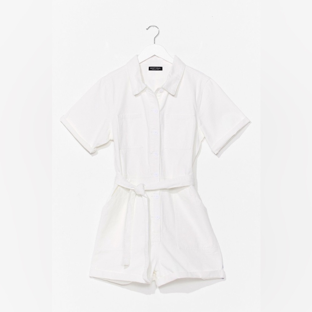 Nasty Gal short sleeve white romper